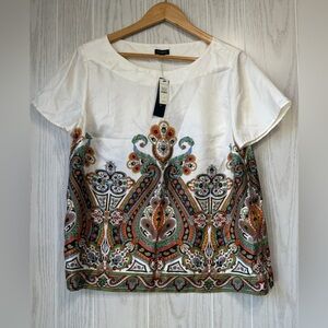 Talbots 100% Silk Paisley Print Blouse Women’s Size 14 NWT